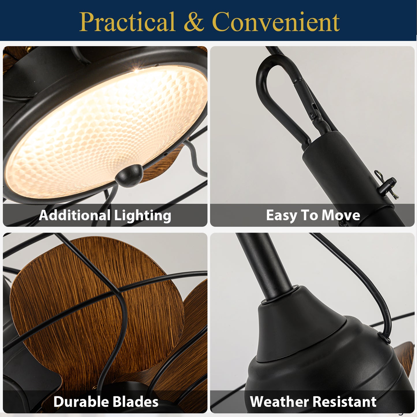 NORFOLK 20'' Outdoor Wet Rated Ceiling Fans with Light