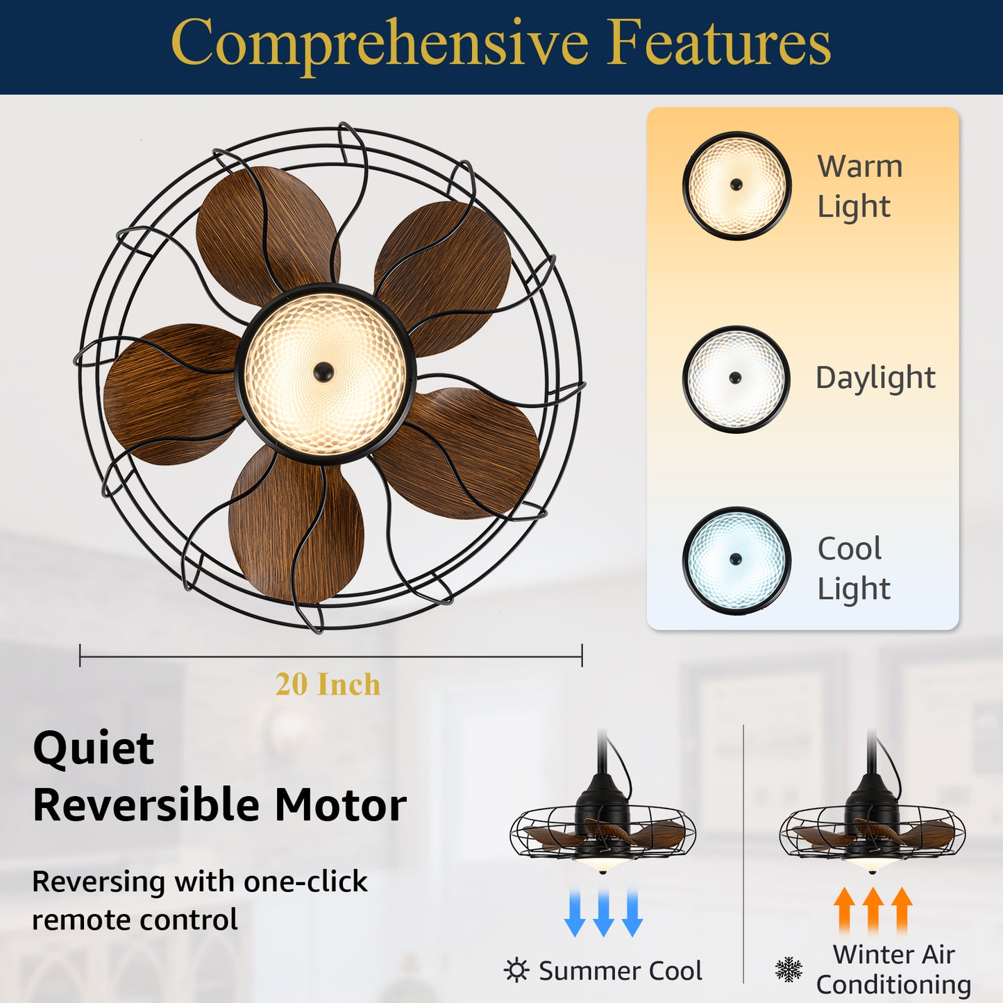 NORFOLK 20'' Outdoor Wet Rated Ceiling Fans with Light