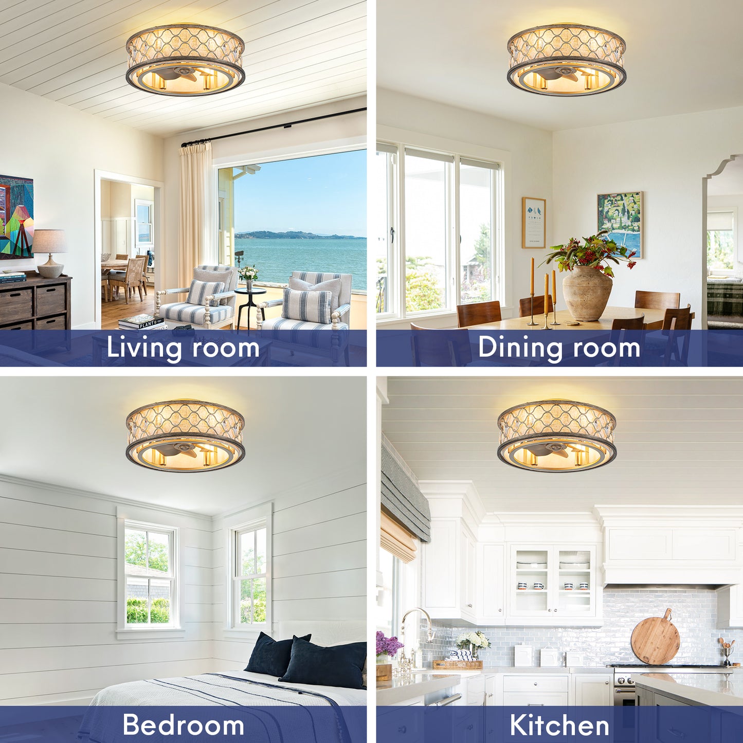 20" Rustic Flush Mount Ceiling Fans with Remote