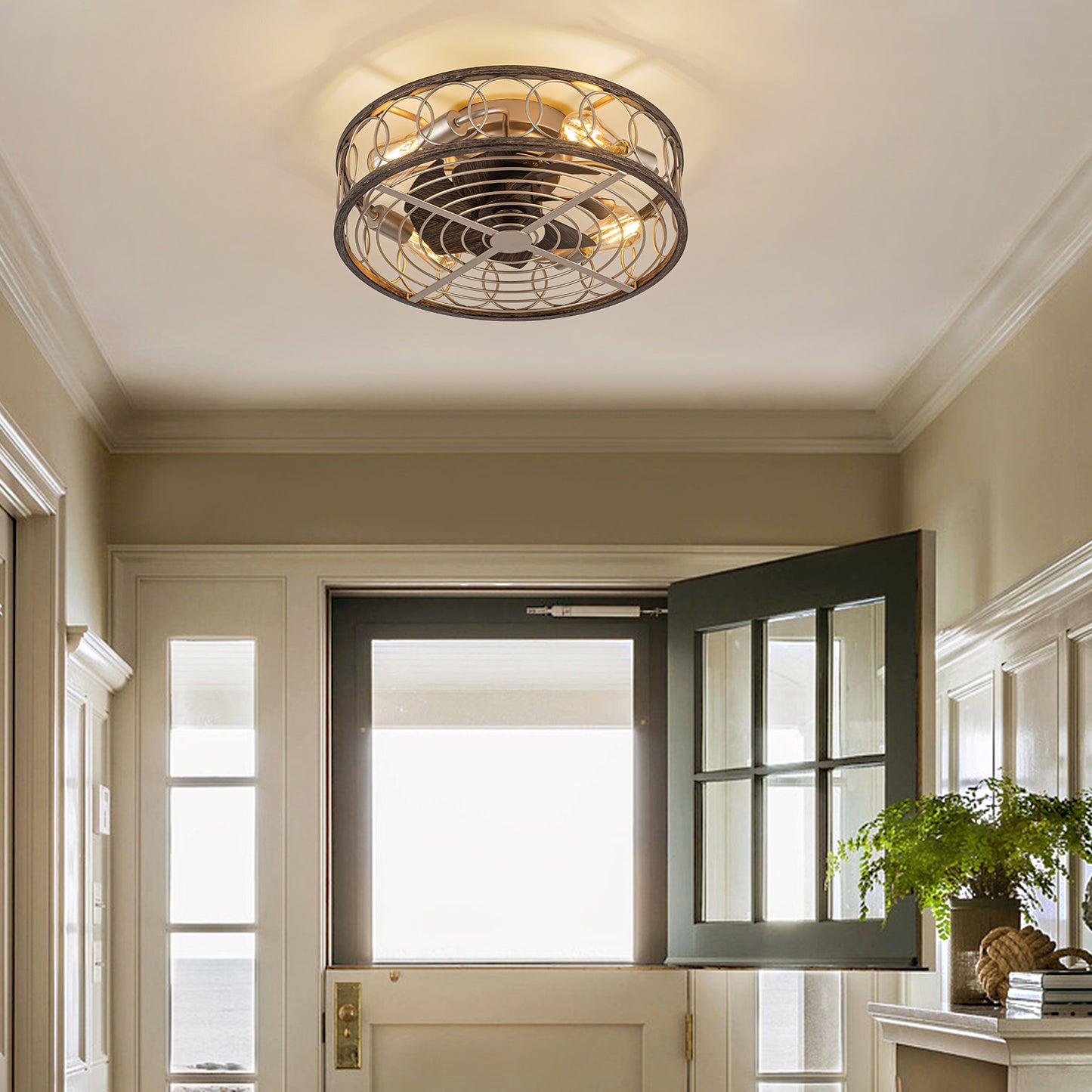 NORFOLK 20'' Gold Caged Ceiling Fans with Lights