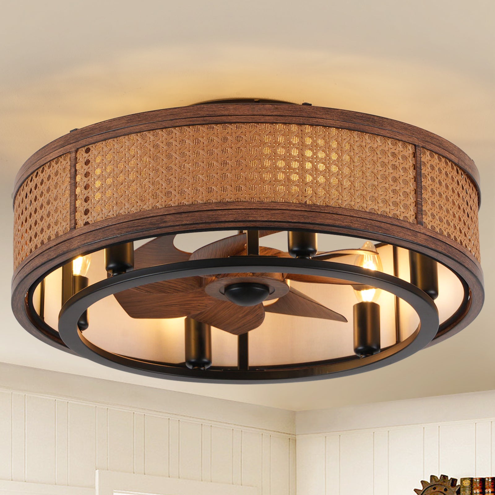 20" Boho Ceiling Fan with Light