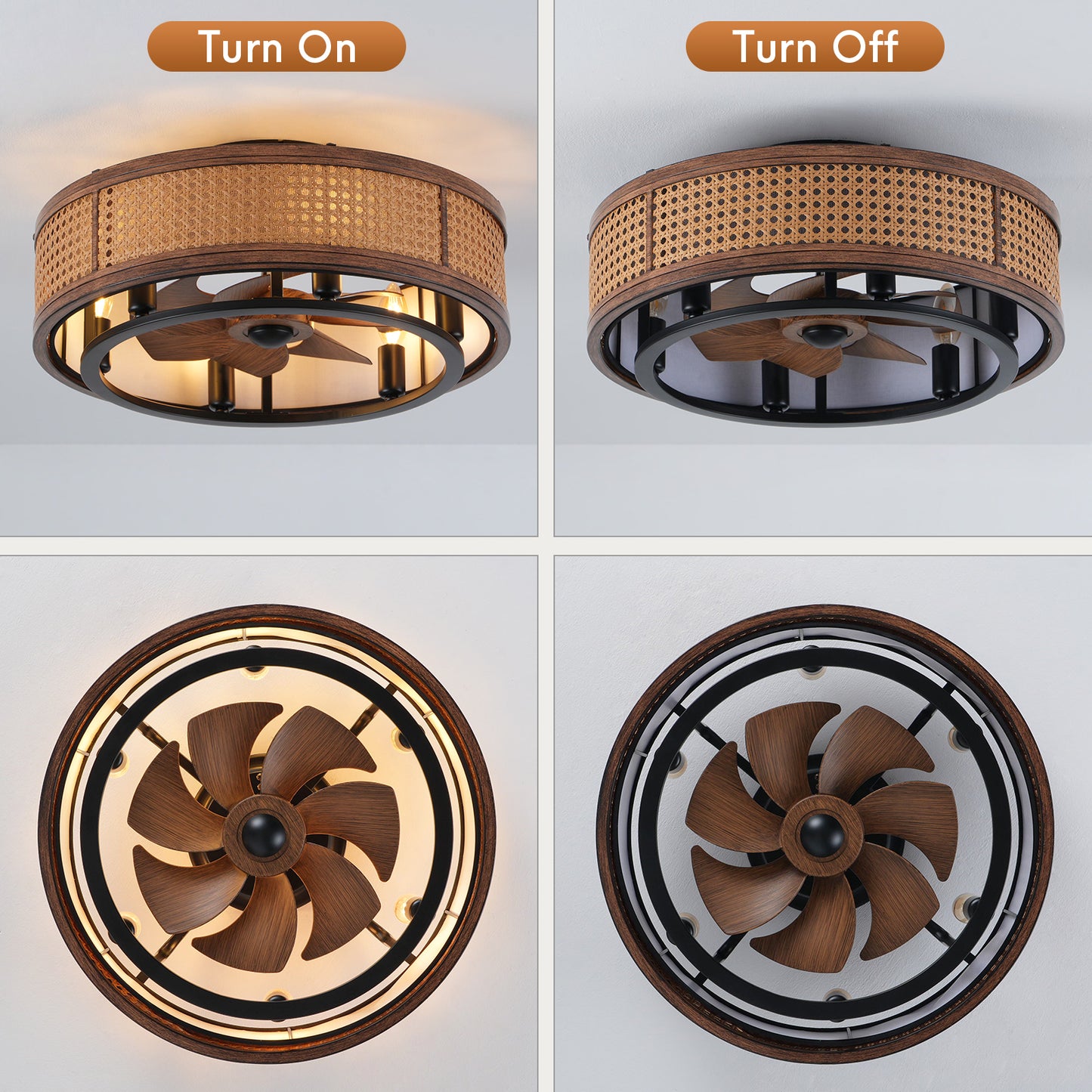 20" Boho Ceiling Fan with Light