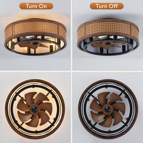 20" Boho Ceiling Fan with Light