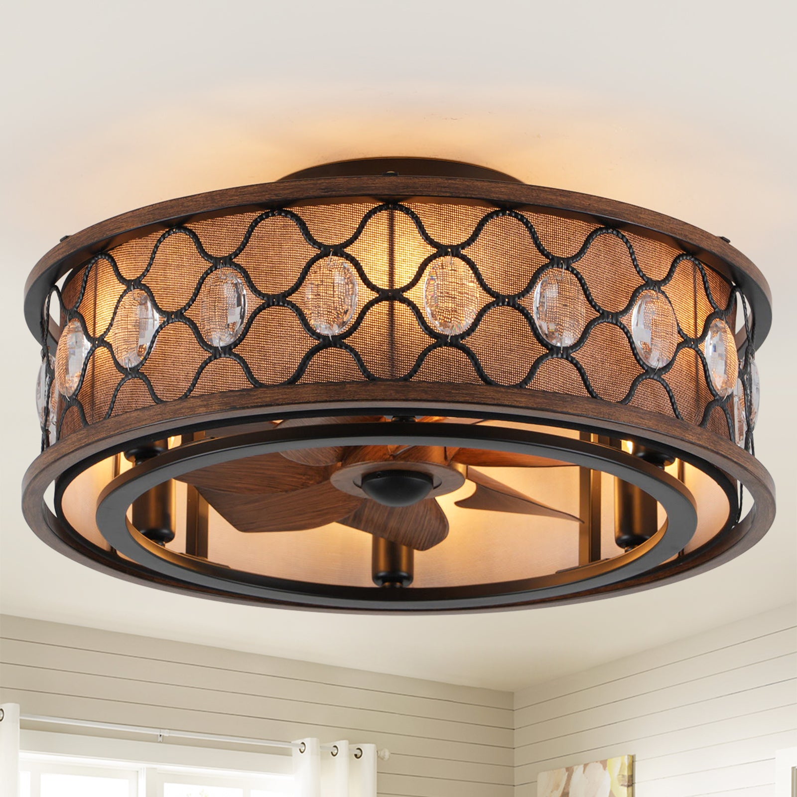 20" Farmhouse Caged Ceiling Fan with Light