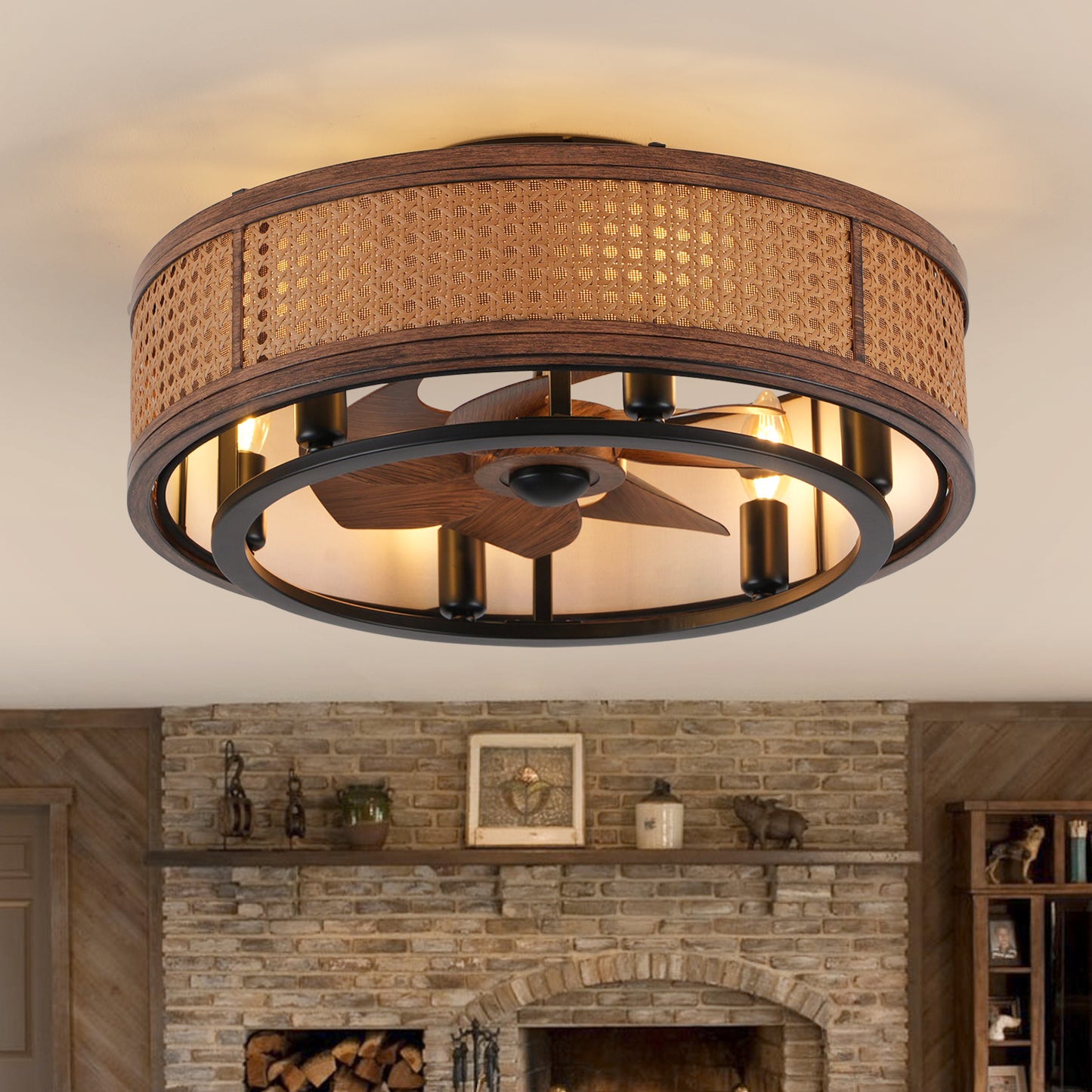 20" Boho Ceiling Fan with Light