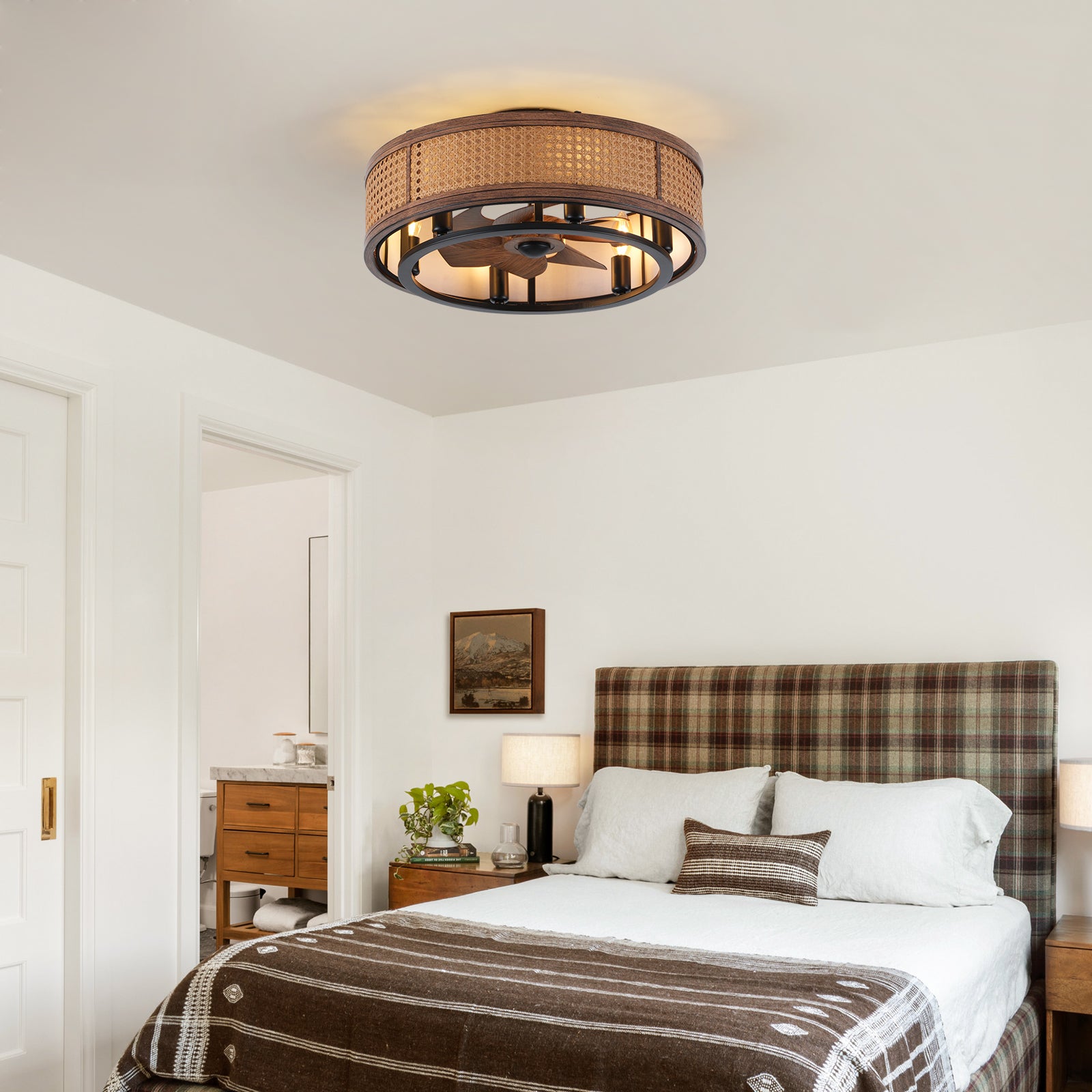 20" Boho Ceiling Fan with Light