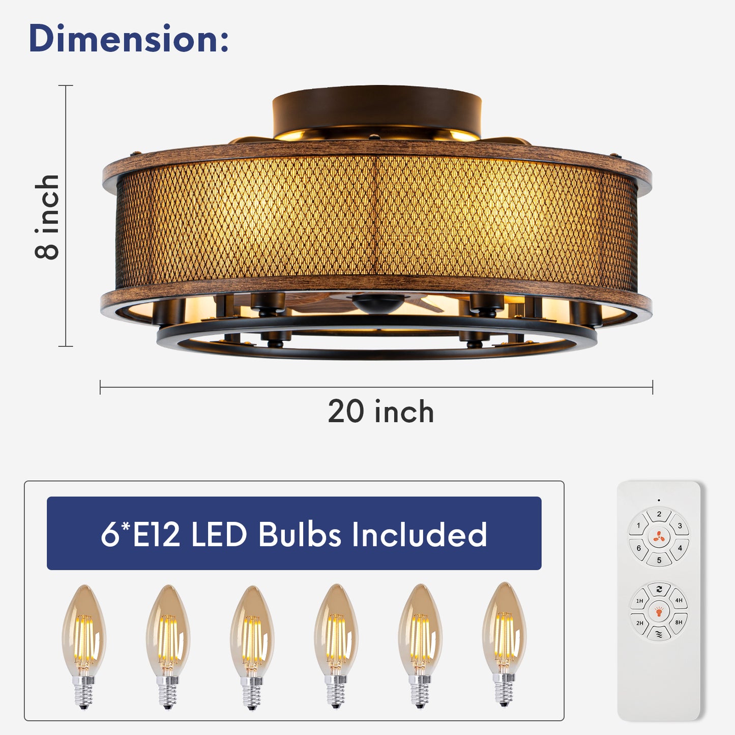 20" Industrial Ceiling Fan with Light