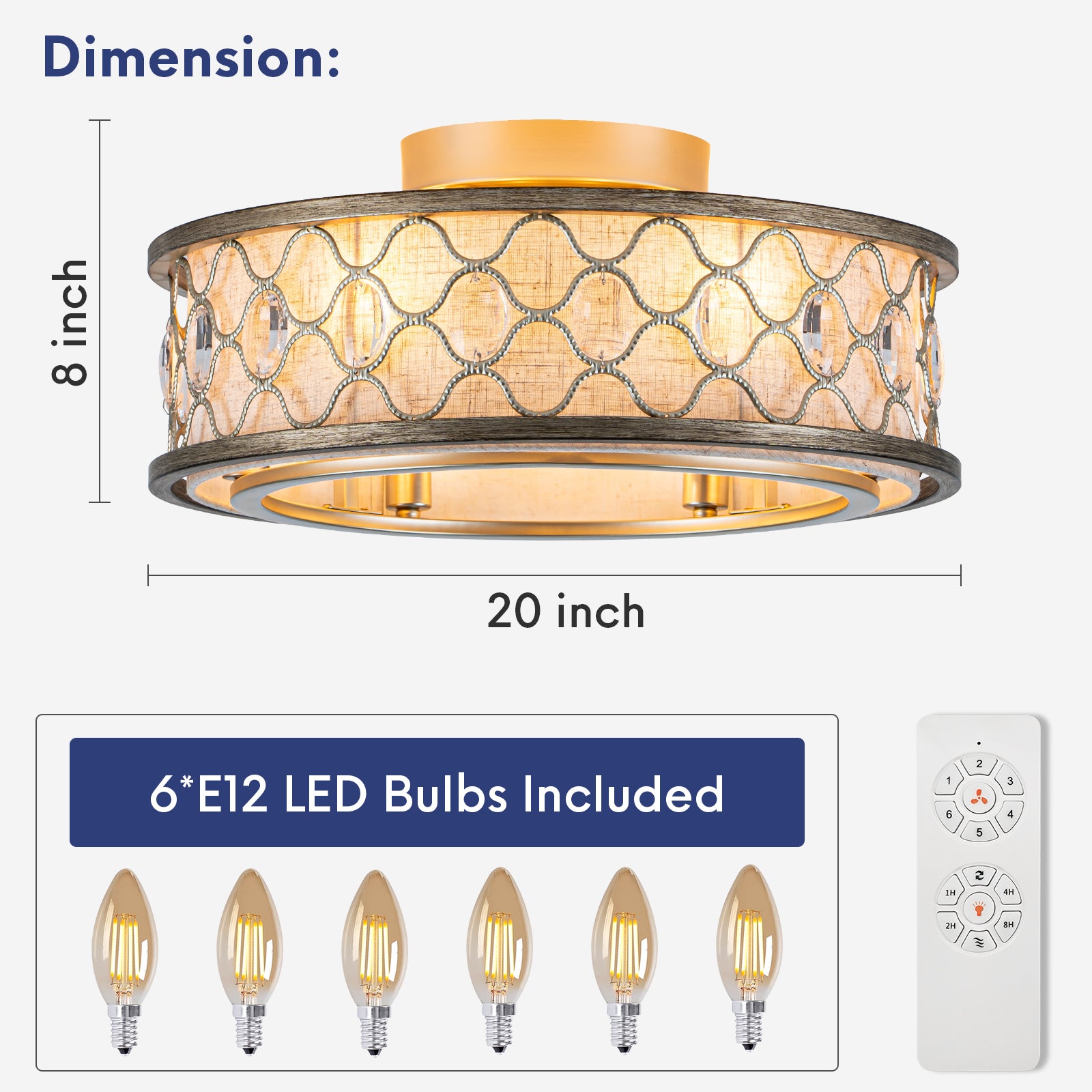 20" Rustic Flush Mount Ceiling Fans with Remote