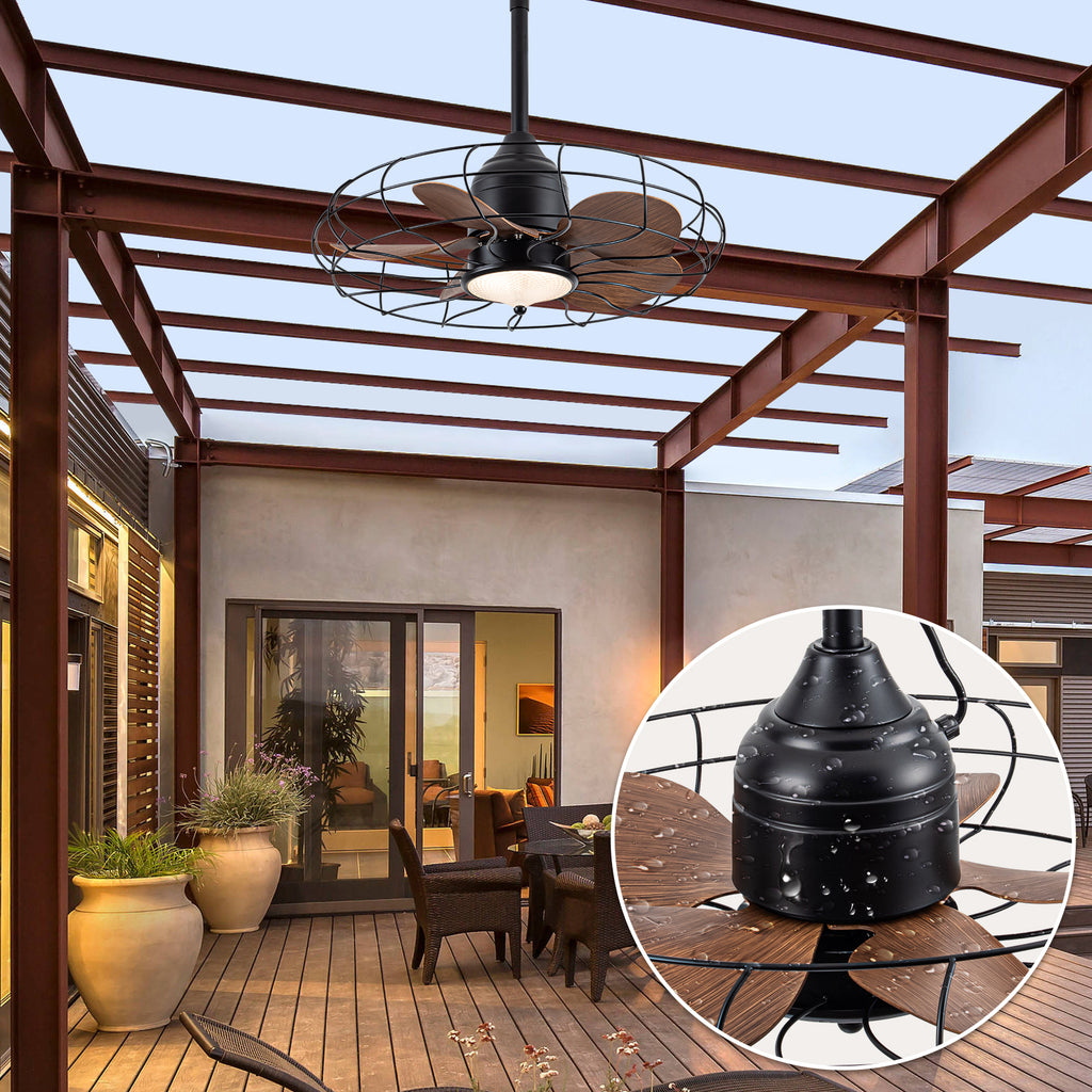 24'' Wet Rated Plug In Outdoor Ceiling Fans with Light NOR1129