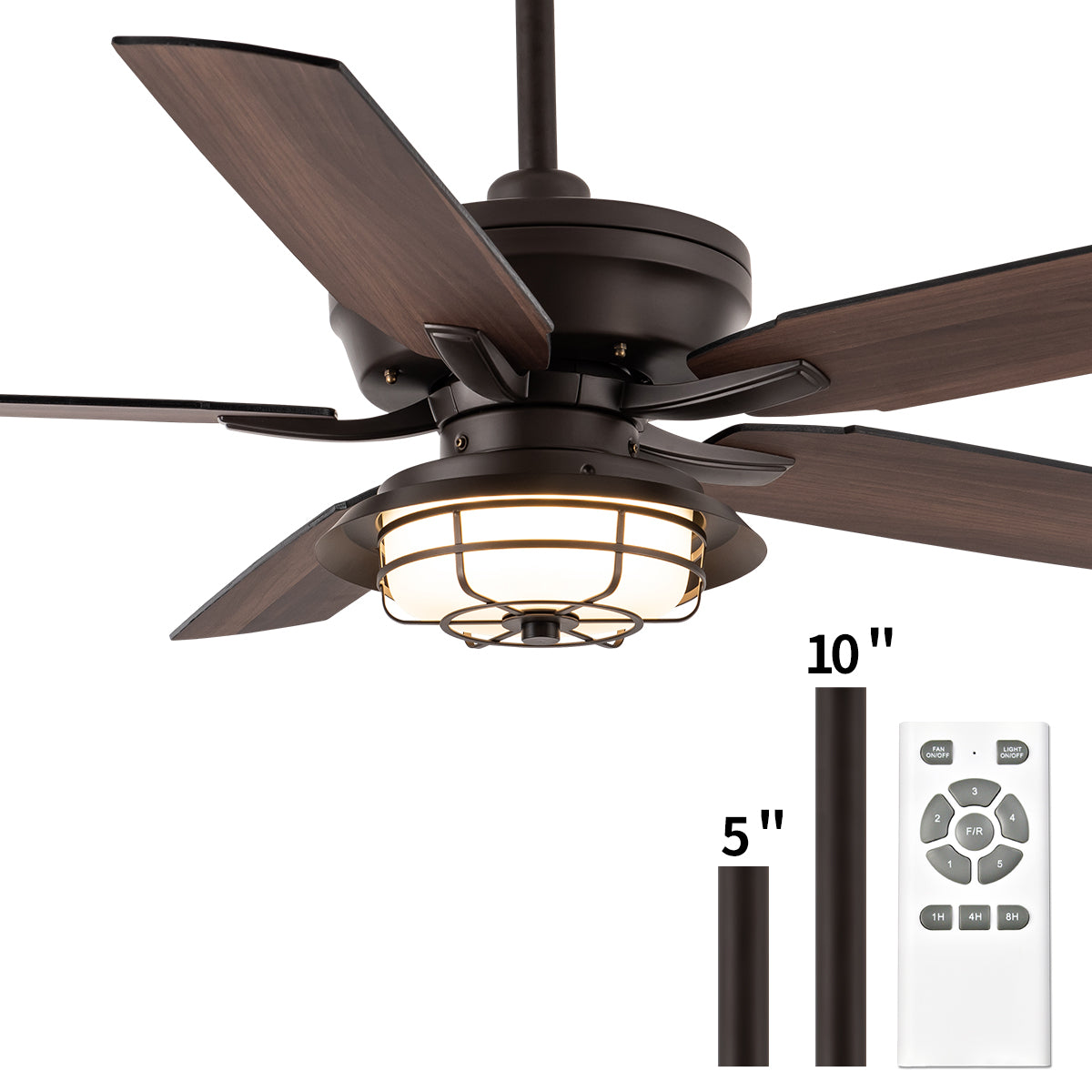 NORFOLK 52" Outdoor Ceiling Fans with Lights for Patios, Wet Rated