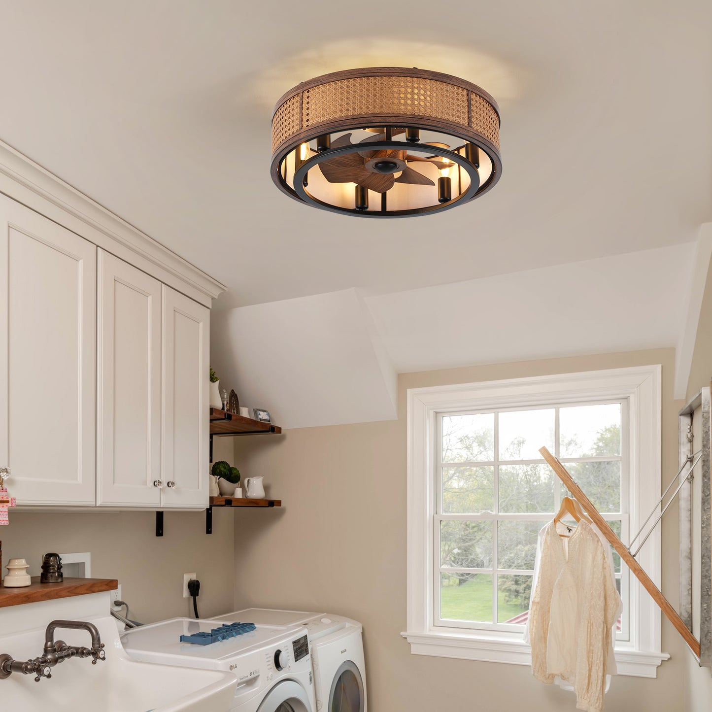 20" Boho Ceiling Fan with Light