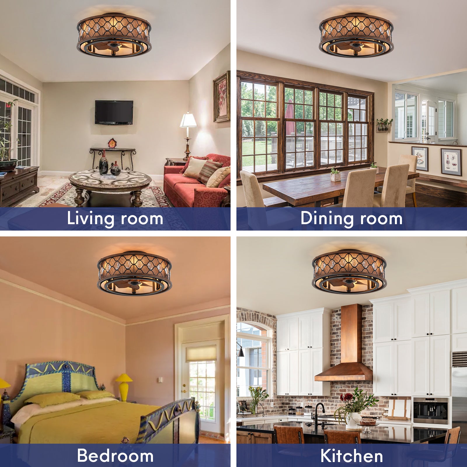 20" Farmhouse Caged Ceiling Fan with Light