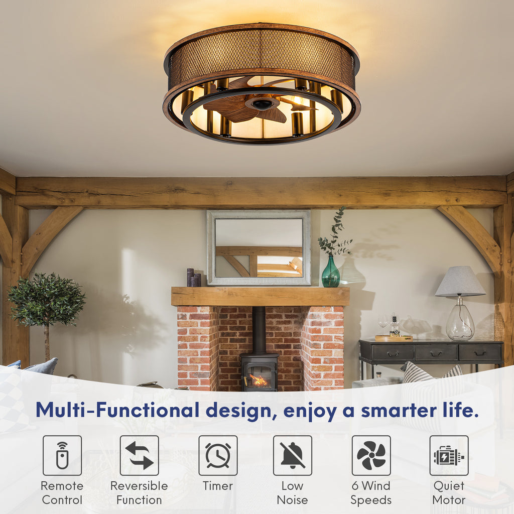 20" Industrial Ceiling Fan with Light