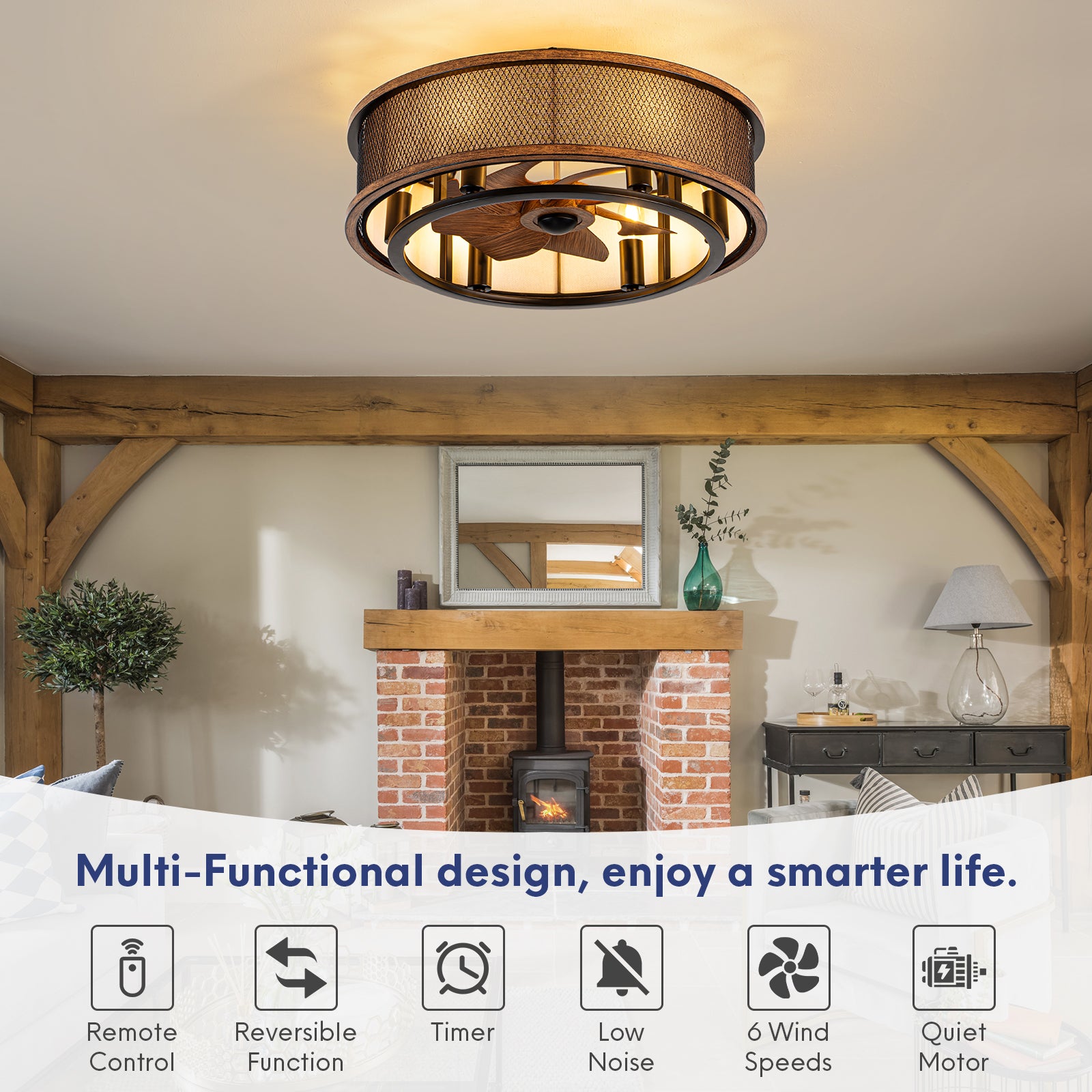 20" Industrial Ceiling Fan with Light