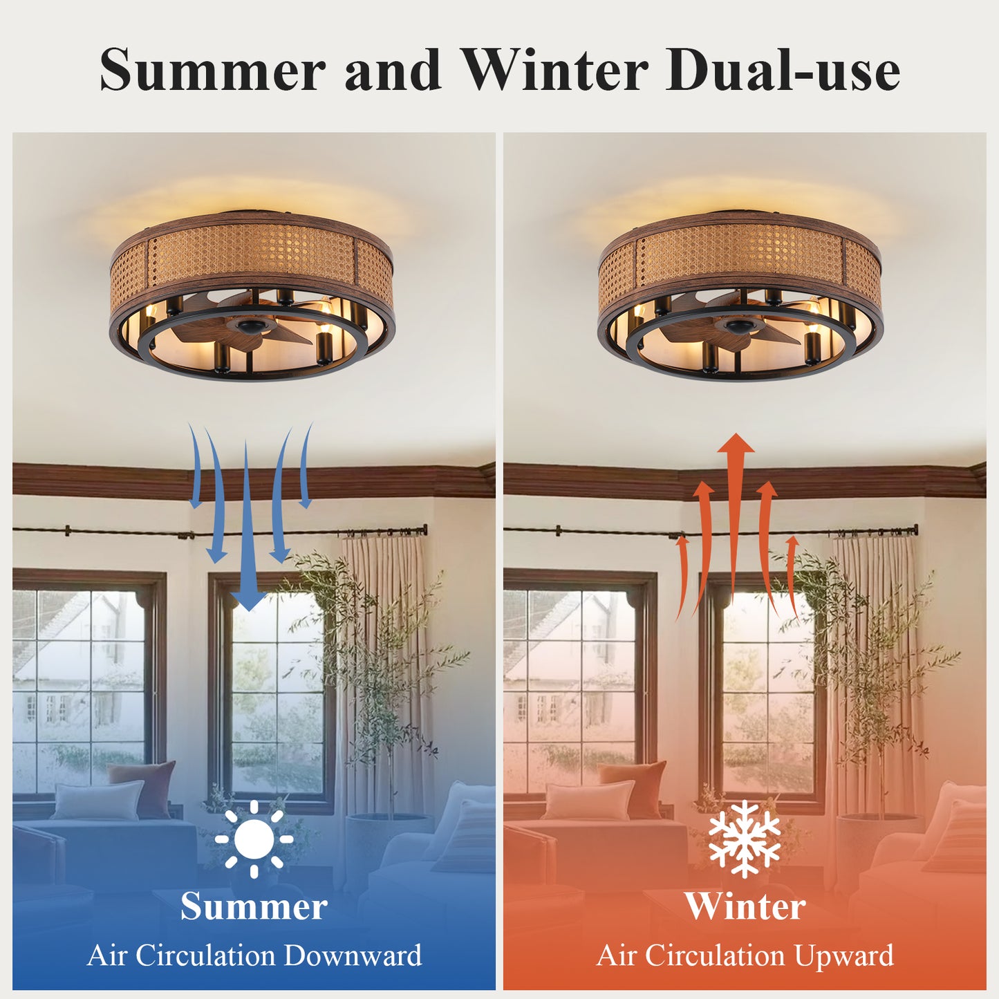 20" Boho Ceiling Fan with Light