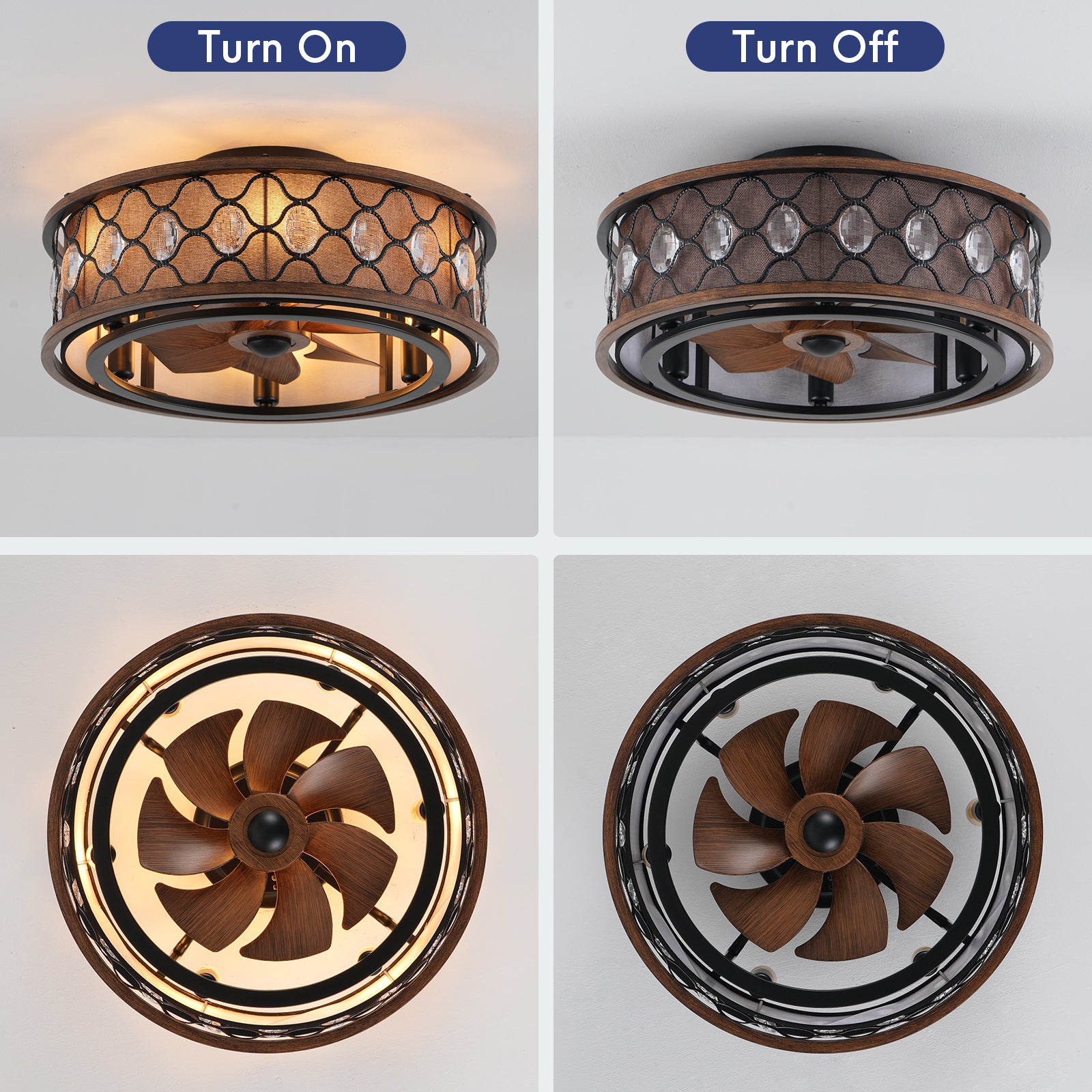 20" Farmhouse Caged Ceiling Fan with Light