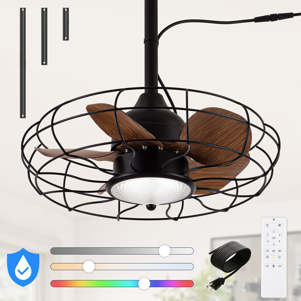 NORFOLK 20'' Outdoor Wet Rated Ceiling Fans with Light